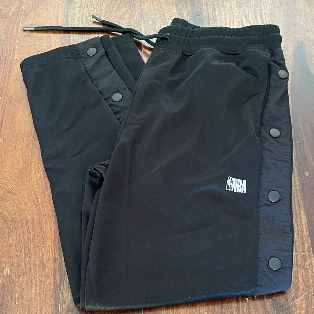 NBA Black Tear Away Side Button  Sweat Pants with NBA Logo
